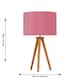 image 7 of Set of 2 Dark Oak Table Lamp or Bedside Lights with Flamingo Shades | Brown | Pink | Large | 2