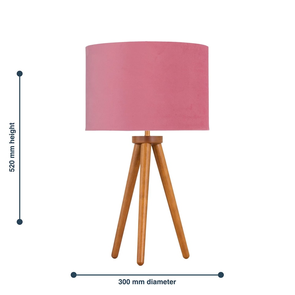 image 1 of Set of 2 Dark Oak Table Lamp or Bedside Lights with Flamingo Shades | Brown | Pink | Large | 2