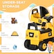 image 6 of HOMCOM CAT Licensed Kids Ride on Digger Toddler Pretend Construction Play Toy Foot-To-Floor Ride-On Toy with Manual Shovel, Horn, Hidden Storage, for Ages 1-3 Years