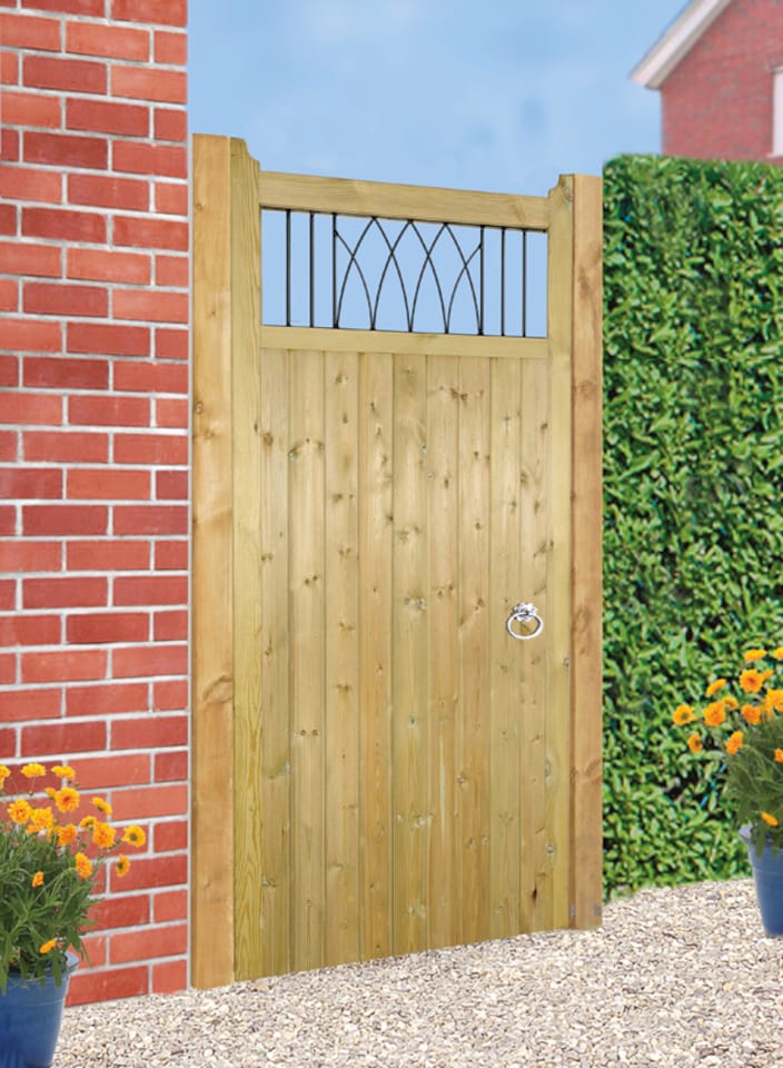 Windsor Tall Single Garden Gate - Pressure Treated Scandinavian Redwood - W750 x H1800 mm | Brown | 1