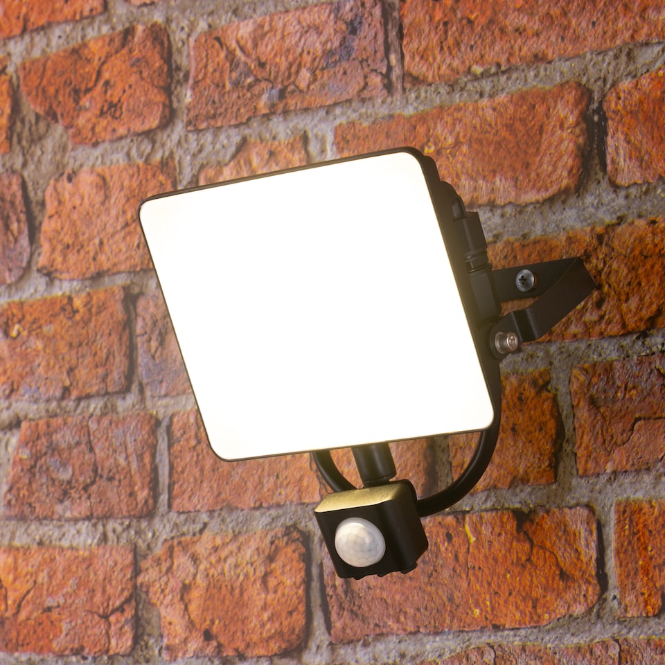 image 1 of TCP 30W LED Floodlight with PIR Motion Sensor, Efficient Outdoor Light with Screwless Connector