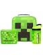 image 1 of Minecraft Lunch Box Set for Boys | Kids Creeper Face School Lunch Bag, Water Bottle & Snack Pot | Children's Gamer Merchandise One Size