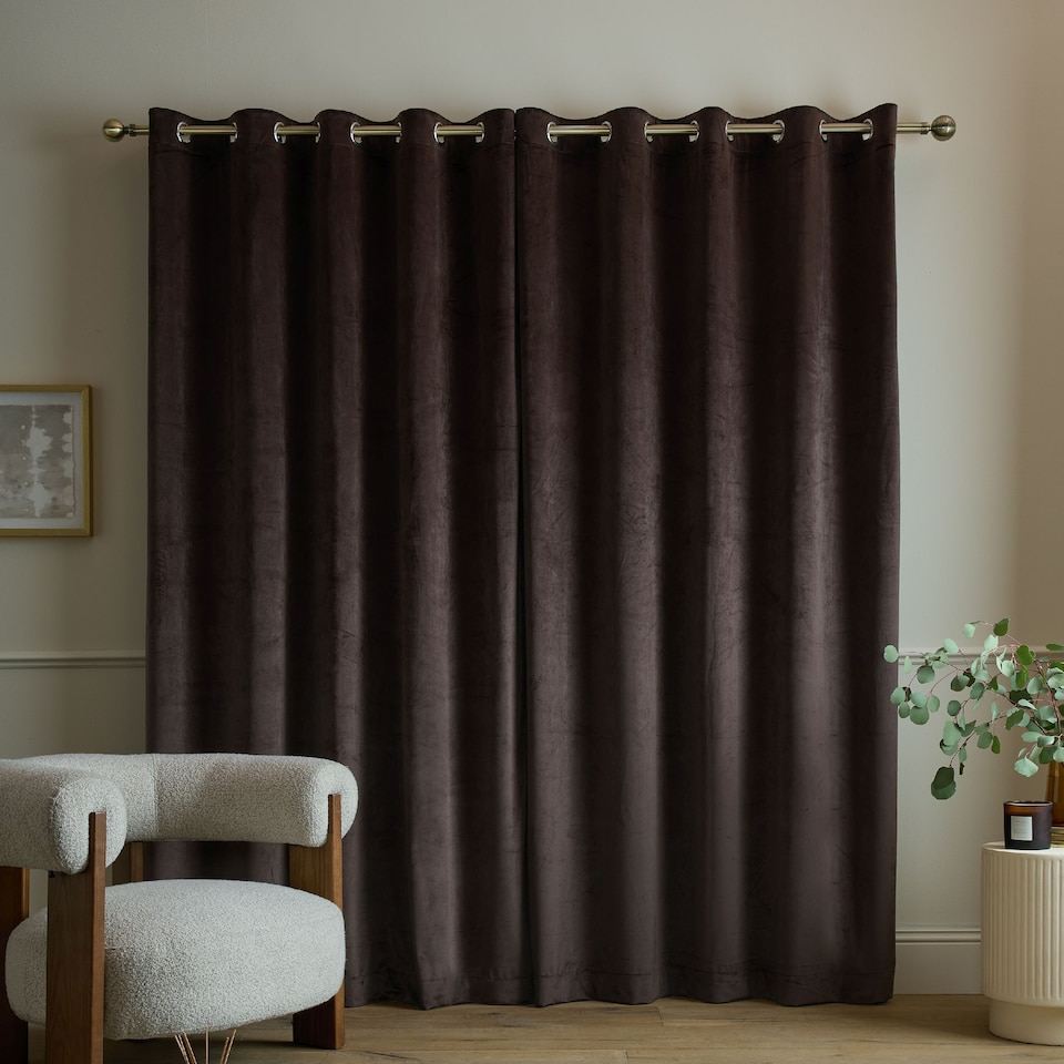 image 1 of Catherine Lansfield Super Thermal Blackout Matt Velour Eyelet Curtains