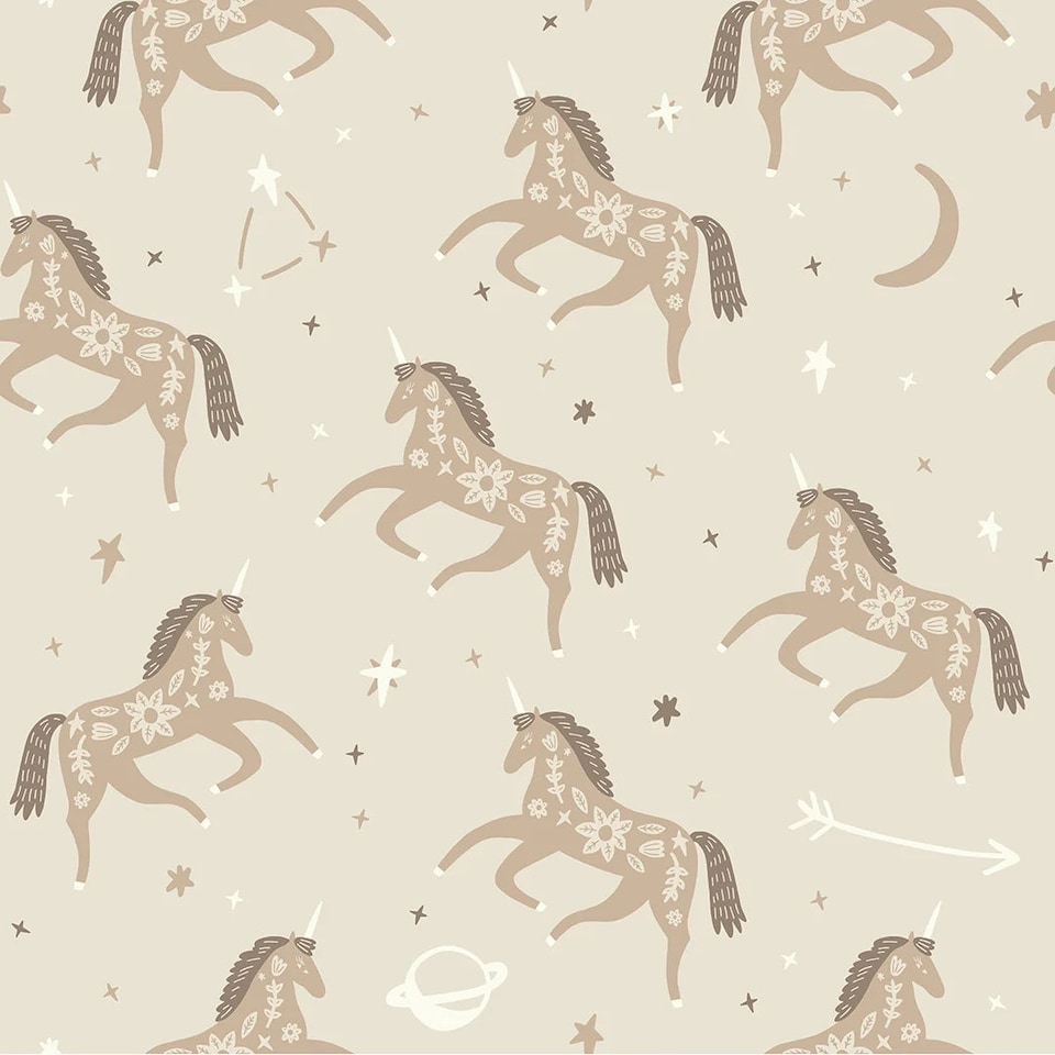image 1 of Twinkle, Twinkle Unicorn Wallpaper in Neutrals | Cream | Neutrals