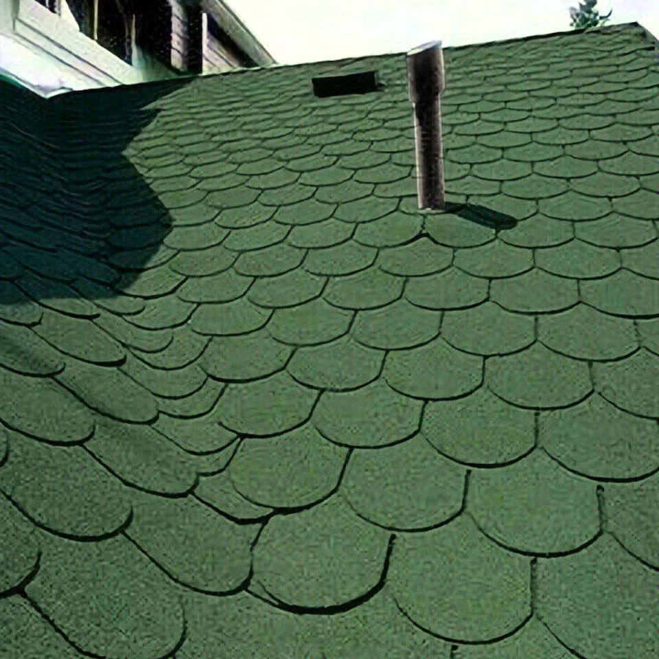 image 1 of Premium Asphalt Roof Shingles - Fish Scales Design 80 x 31.5 cm Weather Resistant Roofing Felt (25 Pcs)