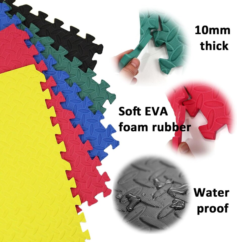 image 1 of Interlocking Gym Yoga Mats Anti-Fatigue EVA Soft Foam Exercise Play Floor Tiles (Yellow)