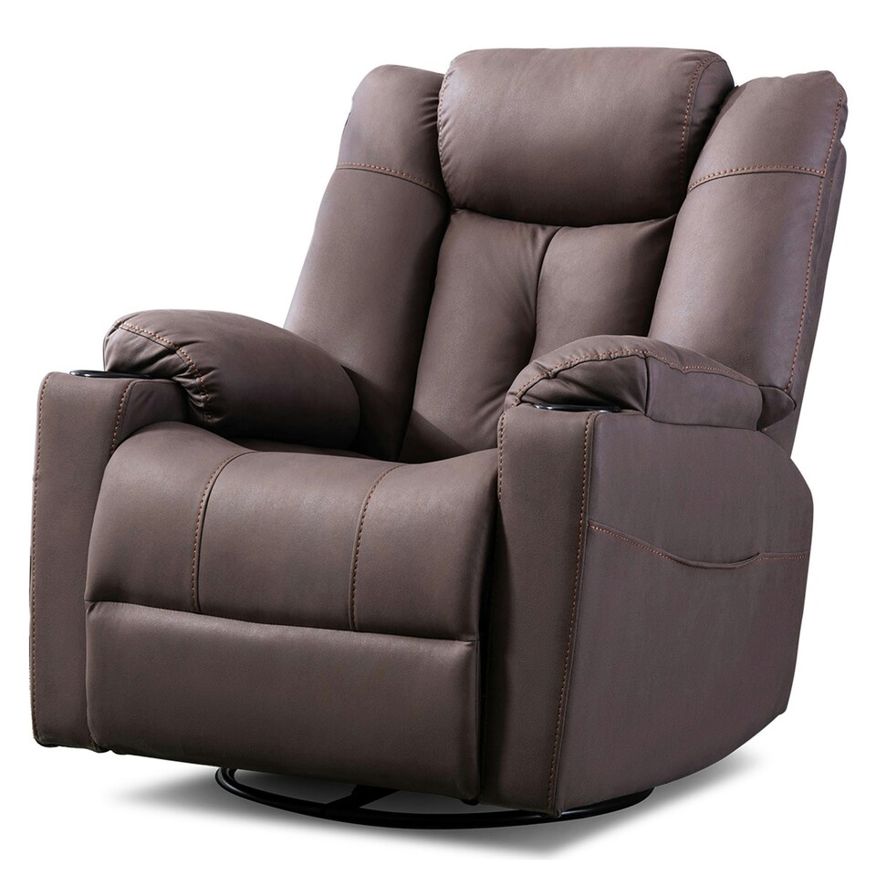 image 1 of Afton Electric Technology Fabric Auto Recliner USB Lounge Sofa Chair (Brown)