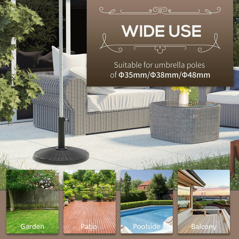 image 1 of Outsunny 11.5kg Patio Weighted Umbrella Base Parasol Holder Outdoor Stand