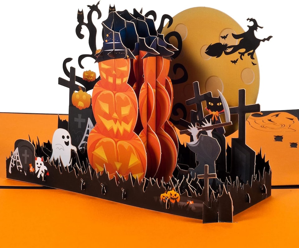 image 1 of Pumpkins With Witchlight Night 3D Pop Up Halloween Card