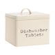 image 1 of Harbour Housewares Vintage Metal Dishwasher Tablets Canister - Cream | Cream | Beige | 1