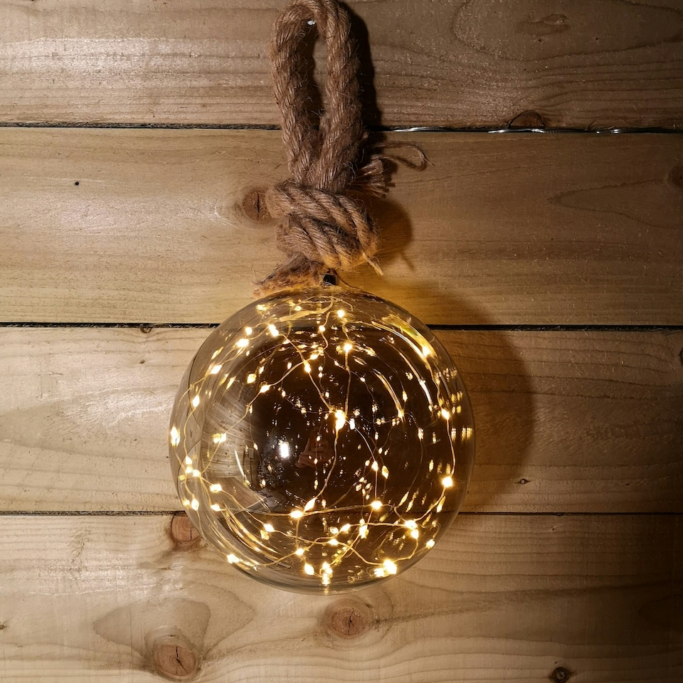 image 1 of 20cm Warm White Large Bauble LED Christmas Lights Window Decorations Timer Light