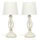 image 2 of ValueLights Memphis Pair of Cream Twist Table Lamps with a Fabric Lampshade Bedside Light - Bulbs Included
