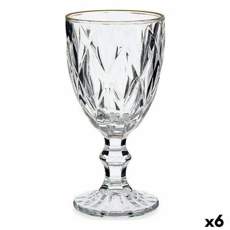 image 1 of Wine glass Vivalto R-00817DL/BHA6-M Transparent Golden Glass 330 ml (6 Units) N/A