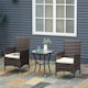image 10 of Outsunny 3 Pieces Rattan Bistro Set, Wicker Garden Furniture Set with 2 Tier Coffee Table and Chairs, Cushions, for Outdoor Patio Balcony, Brown