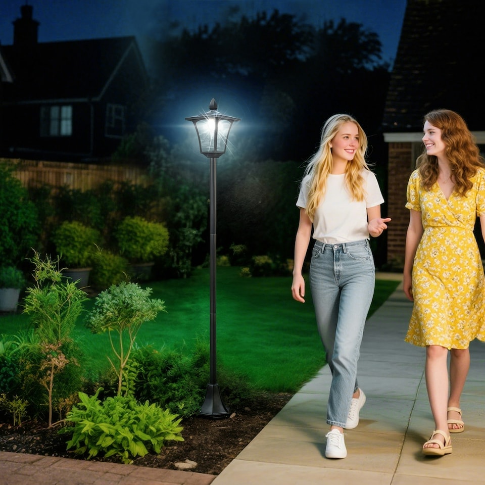 image 1 of Outsunny Outdoor Garden Solar Light with Base IP44 Optical Control Dimmable