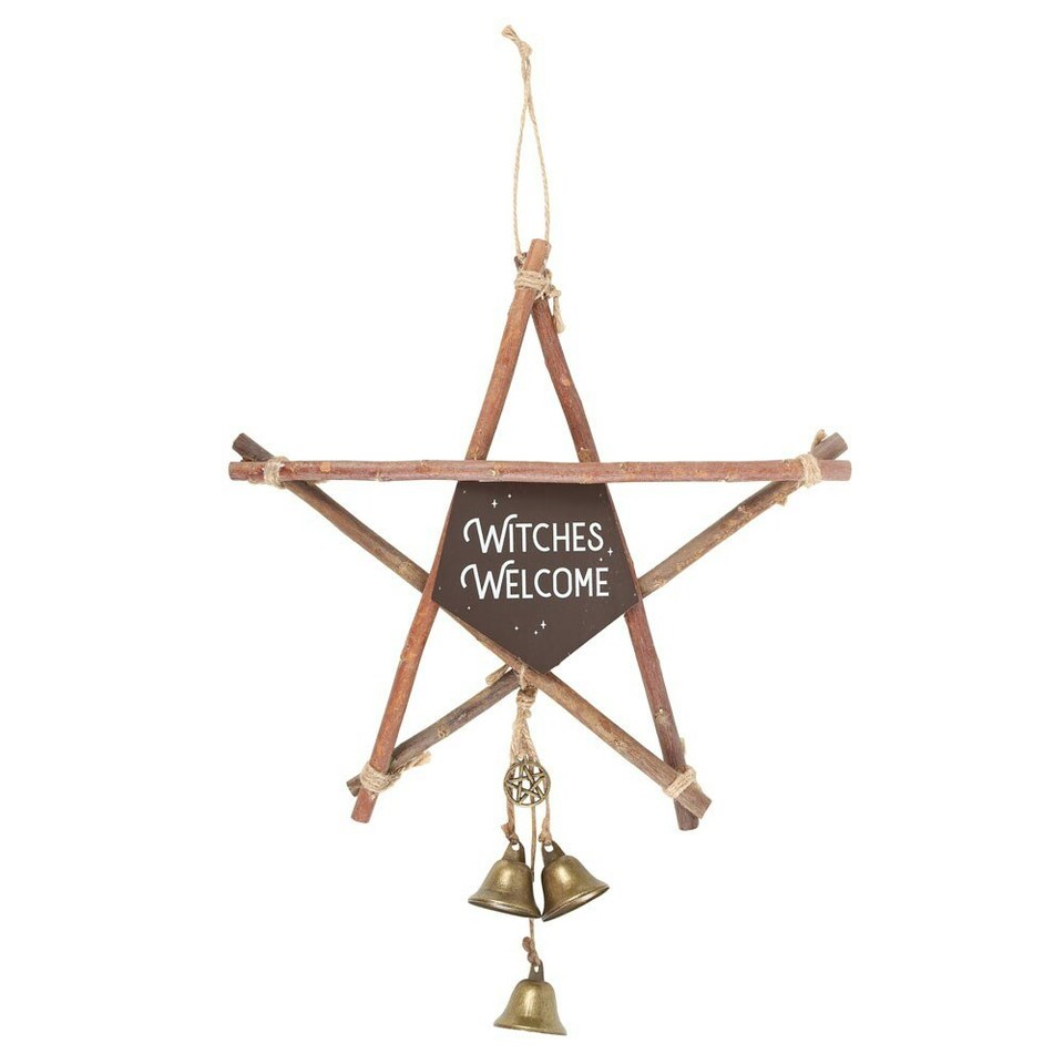 Something Different Witches Welcome Willow Pentagram Door Sign Set - Brown/White - One Size