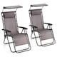image 1 of VonHaus Set of 2 Textilene Folding Garden Zero Gravity Sun Lounger Chairs with Canopy | Grey | One Size