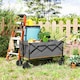 image 2 of Outsunny 160L Folding Trolley Cart w/ Adjustable Handle, Grey and Orange