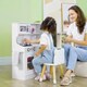 image 2 of AIYAPLAY Play Kitchen, Pretend Toy Kitchen with Toy Phone, Chalkboard, White | White | White