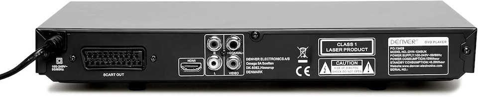 image 1 of Denver DVH-1245 Multi Region/All Region & Upscaling DVD player 1080p With Display, HDMI, USB & Built-In Dolby Digital Surround Sound Decoder