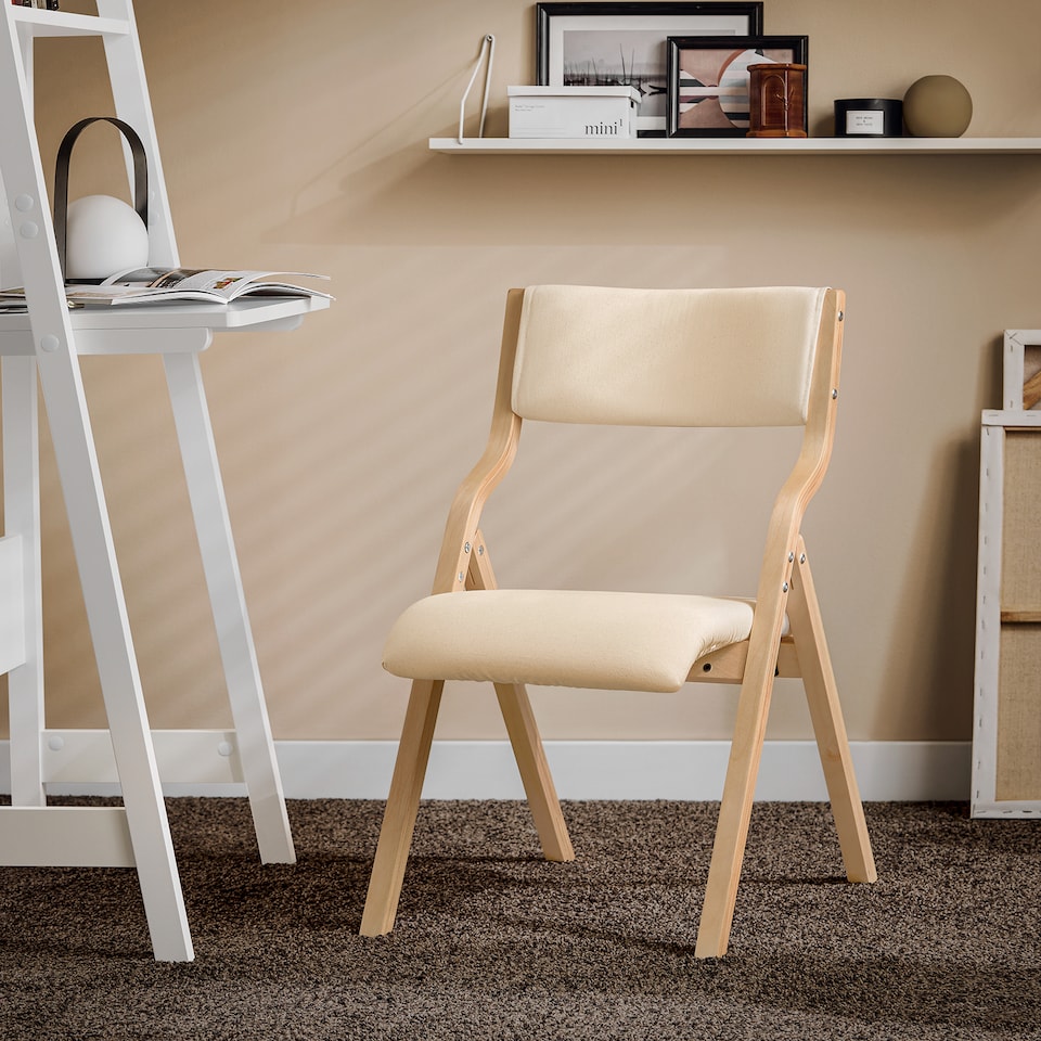 image 1 of SoBuy FST40-W,Folding Dining Chairs Wooden Padded Chair with Backrest