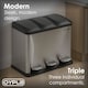 image 8 of 45L Stainless Steel Triple Compartment Pedal Kitchen Waste Bin | Silver