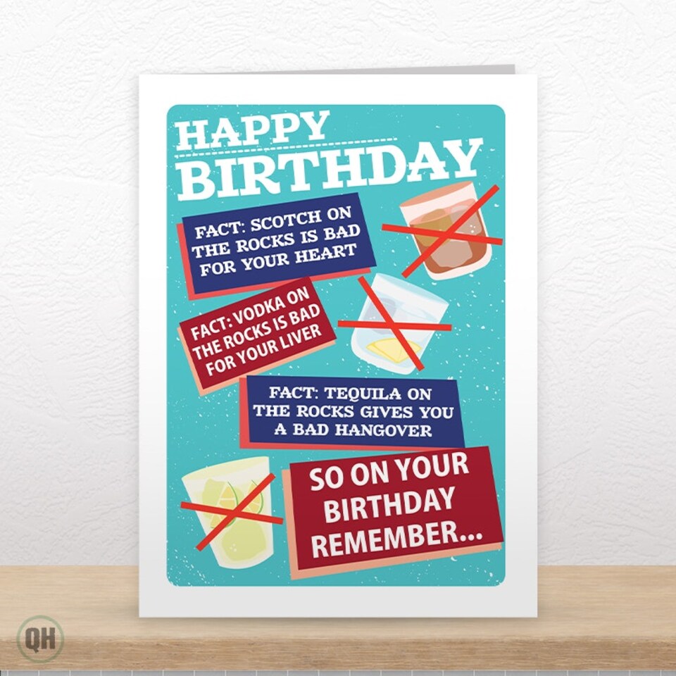 image 1 of Scotch On The Rocks Is Bad For Your Heart... - Funny Birthday Card