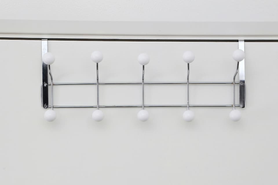 image 1 of Interiors by Premier Over Door Hanger, 10 White Ball Hooks Door Hanger, Space-Saving Door Hanger for Living Room and Hallway