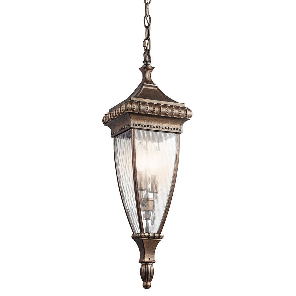 Venetian Rain 2 Light Outdoor Ceiling Chain Lantern Brushed Bronze, E14