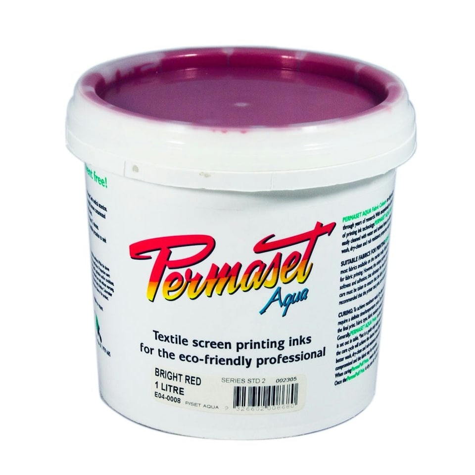 Permaset Aqua Standard Ink, Bright Red, 1 Litre