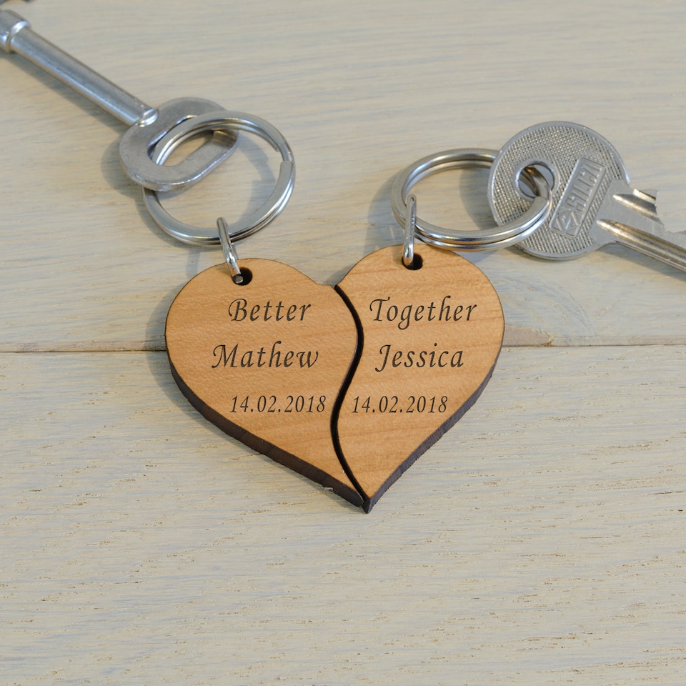 Personalised Better Together Set of 2 Key Ring Anniversary Couple ...