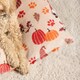 image 3 of OHS Dog Paw Print Soft Plush Plump Cosy Autumn Pumpkin Stripe Leopard Pet Bed Cushion, 80x60cm Brown | Natural - Autumnal | L