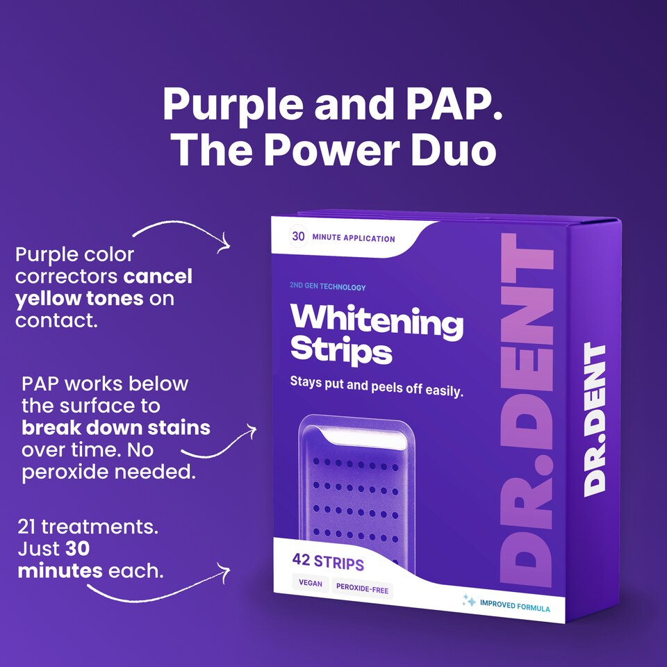 image 1 of DR.DENT Purple Teeth Whitening Strips, 42 Strips