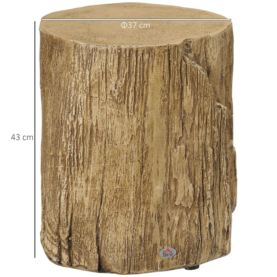 image 1 of HOMCOM Concrete Side Table Tree Stump End Table for Indoor Outdoors Natural | Brown | Natural wood effect