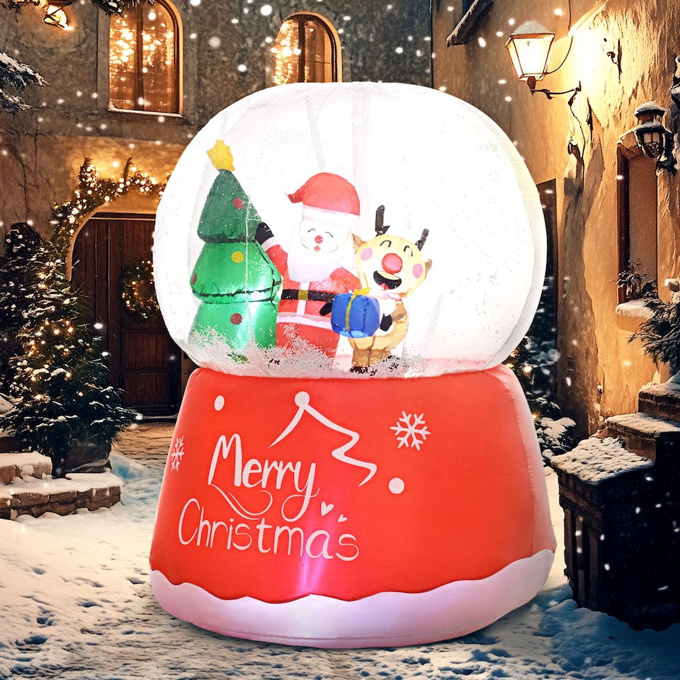 image 1 of Outsunny 5.5FT Christmas Inflatable Crystal Ball with Santa Claus, Reindeer and Xmas Tree, Inflatable Christmas Decoration, Christmas Blow Up Crystal Ball with LED Lights for Indoor, Outdoor