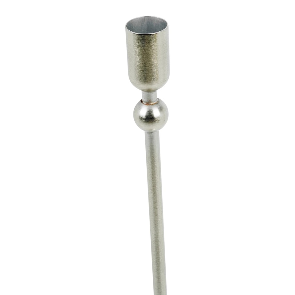 image 1 of 33cm Tall Metal Iron Taper Candle Stick Holder Dinner Table Wedding Party Decor | Silver | 2 x Silver