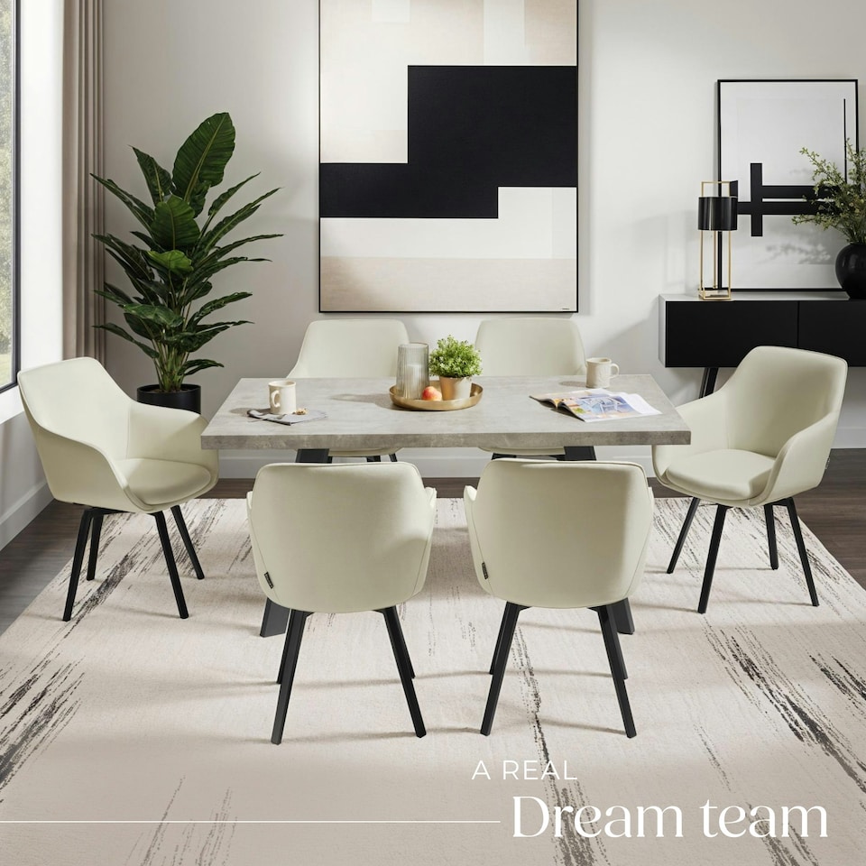 image 1 of Dining Chair Alicon - swivel armchair with padding and continuous backrest - Set of 2 Grey | Greige