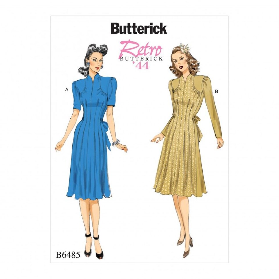 image 1 of Butterick 6485 Paper Sewing Pattern – Women’s Dresses & Vintage Style, Size A5 (6–8–10–12–14), Intermediate