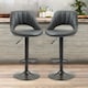 image 2 of 2PC Height Adjustable 360 PU Leather Swivel Barstools Set Black | Black