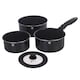 image 1 of Aluminium Induction Stackable Space Saving Pots Frying Pan Set Detachable Handle | Black | Aquamarine - 4 Pcs Saucepans with Lid