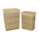 image 2 of JVL Hand Woven Acacia Set of 2 Rectangular Laundry Willow Baskets with 2 Waste Paper Baskets, Honey Finish Brown