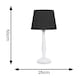 image 3 of ValueLights Victoria White Wood Traditional Stem Table Lamp with Black Fabric Tapered Shade and LED Bulb