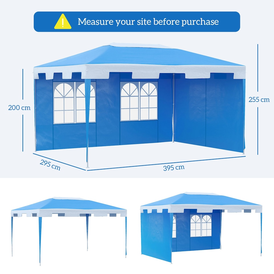image 1 of Outsunny 4 x 3 m Garden Gazebo Outdoor Canopy Marquee Party Tent Blue