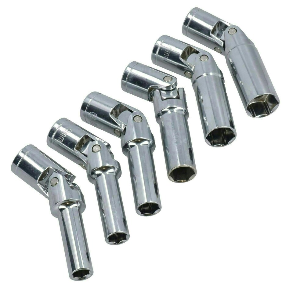 image 1 of Extra Long Diesel Glow Plug Socket Set Universal Joint 8-16mm Removal 3/8" Dr