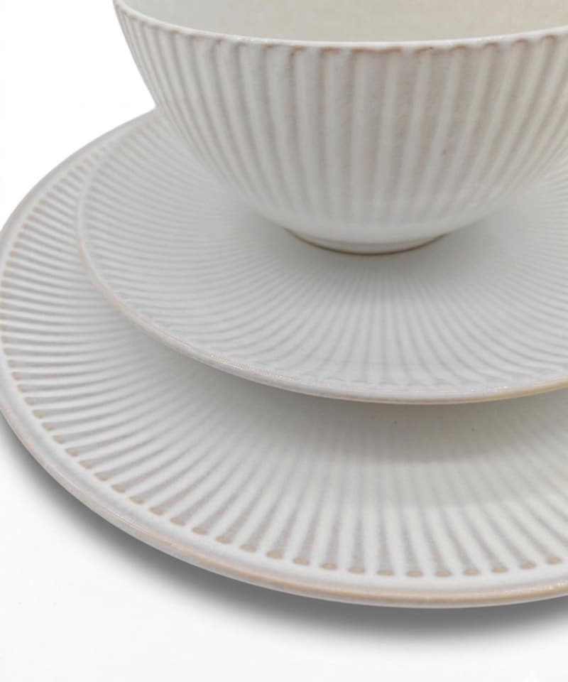 image 1 of Reactive Cream Glaze Dinnerware Cereal Bowl 6pc Set 15cm