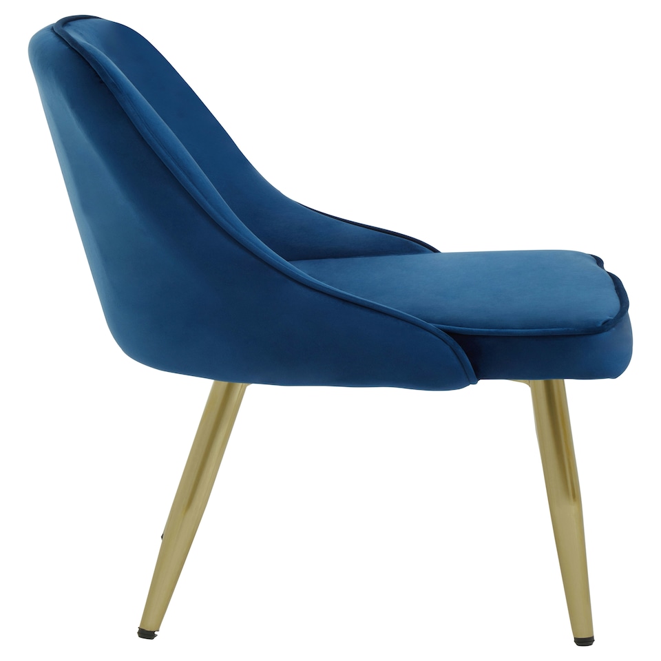 image 1 of Interiors by Premier Luxe Midnight Velvet Dining Chair, Mid-Century Modern Blue Velvet Dining Chairs, Comfortable Dining Chair