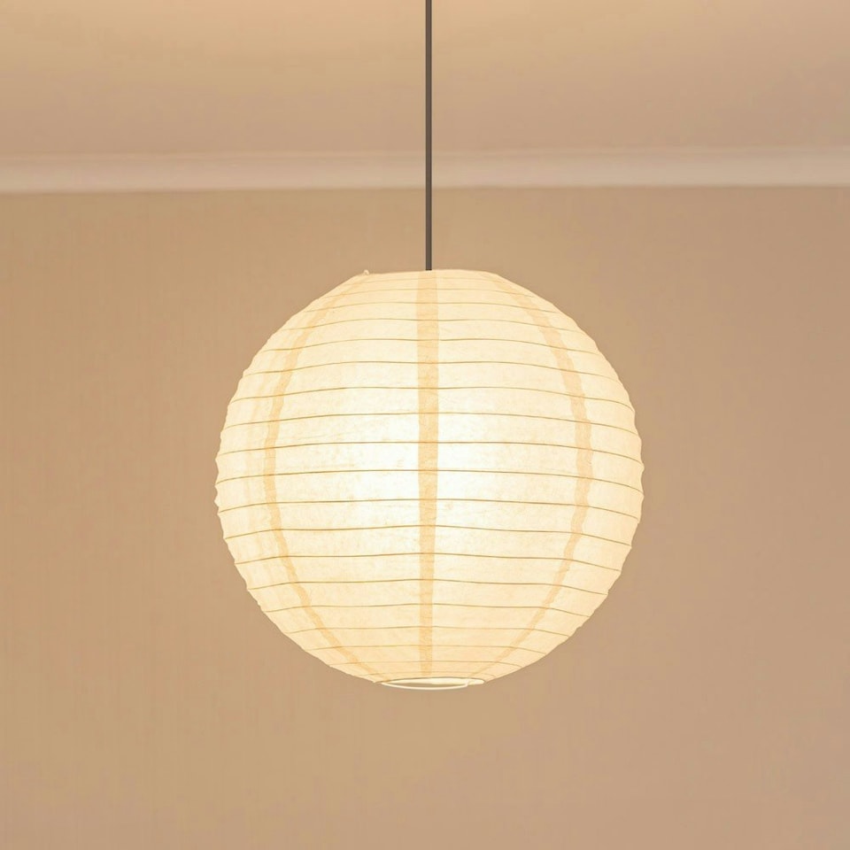 image 1 of ValueLights Isla White Paper Globe Ball Dome Easy Fit Ceiling 40cm Lamp Shade White