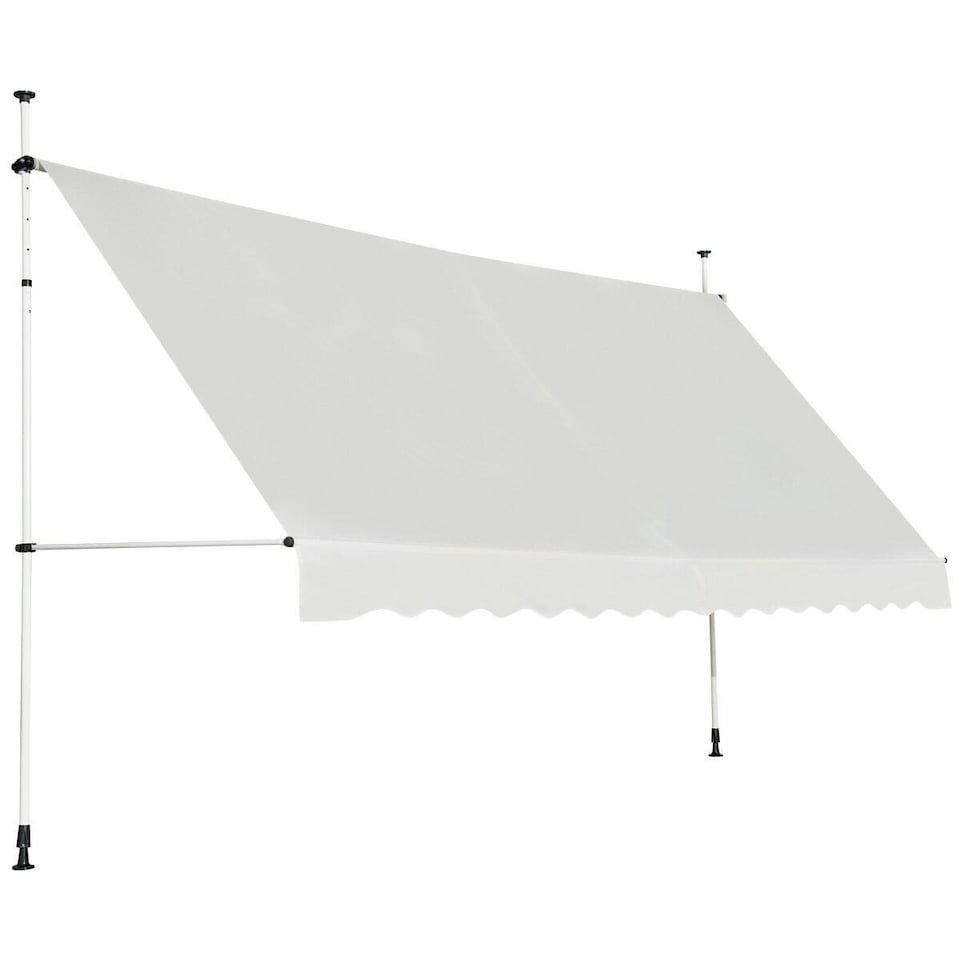 image 1 of COSTWAY 4M Telescopic Canopy Retractable Sun Shelter Beige White