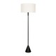 image 4 of ValueLights Mitch Natural Linen White Trim Lamp Shade Black Wood Stem Triangle Floor Lamp Black