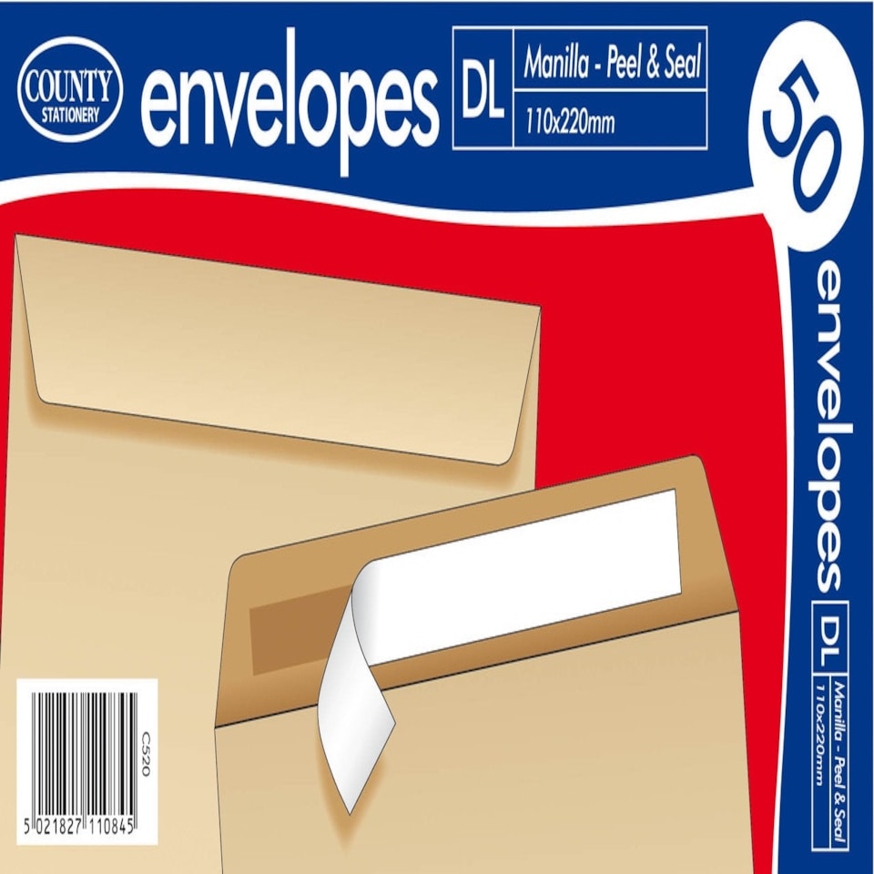 image 1 of Pack of 50 DL Peel & Seal Manilla Envelopes